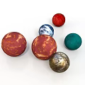 Colorful Decorative Spheres Display With Red Blue Green Gold And Shiny Balls