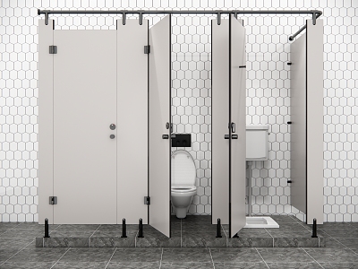 Modern squatting toilet public partition toilet 3d model