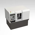 Industrial CNC Machine Tool With White Body Black Base Control Panel And Indicator Lights 3d model