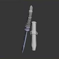 Silver Blade Combat Knife With Wrapped Gray Handle And White Guard Design 3d model