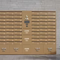 Commercial Brown Mailbox Lockers With Numbered Compartments And Smart Control Panel For Buildings 3d model