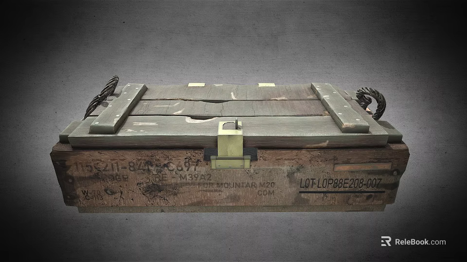 Vintage Wooden Storage Box With Metal Clasps Ropes And Loft Style Design 3d model 