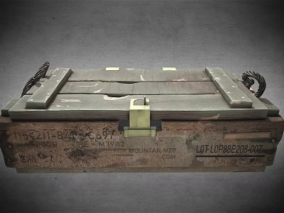 Vintage Wooden Storage Box With Metal Clasps Ropes And Loft Style Design 3d model