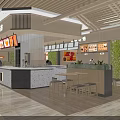 Warm Modern Shopping Mall Food Hall With Natural Wooden Decor And Comfortable Casual Dining Seats