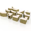 Natural Moss Covered Stone Building Blocks With Cubic And Irregular Shapes