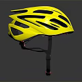 Bright Yellow Bicycle Helmet with Black Ventilation Holes Black Straps and Red Adjustment Buckle