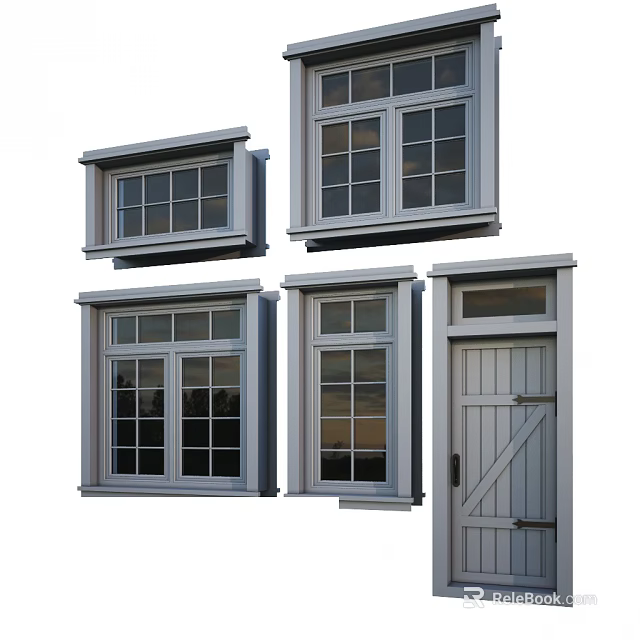 Different Styles Casement Windows With Aluminum Frames And Grid Patterns For Home Use 3d model 