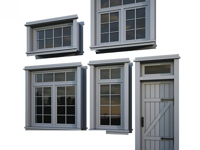 Different Styles Casement Windows With Aluminum Frames And Grid Patterns For Home Use 3d model