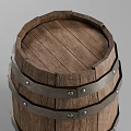 Rustic Wooden Barrel With Metal Hoops And Vintage Design Elements 3d model