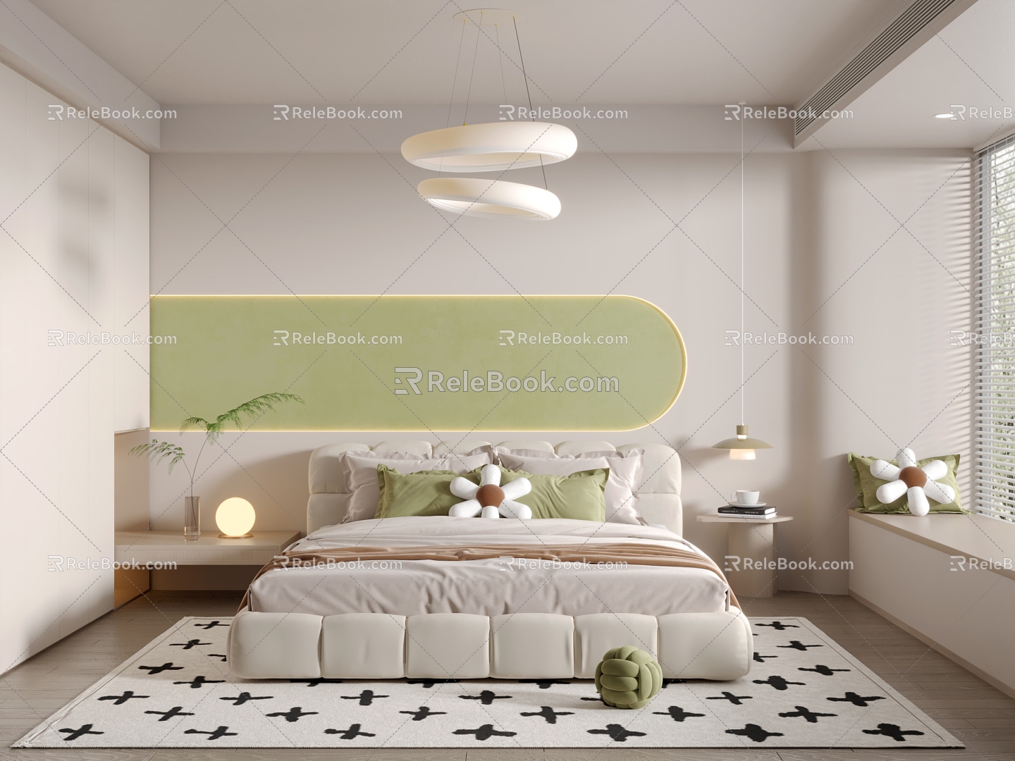 Modern Bedroom Cream Bedroom 3d model