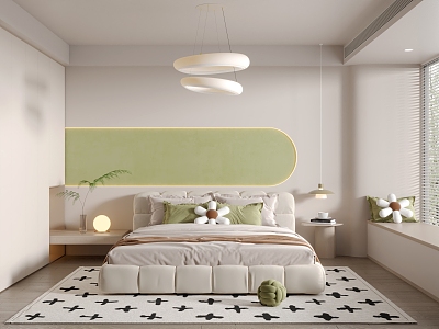 Modern Bedroom Cream Bedroom 3d model