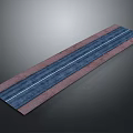 Detailed Roadway Model with Striped Blue and Red Surface and White Center Lines
