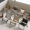 Multiple Stylish Leisure Chairs With Wooden Frames Woven Details And Neutral Tones For Modern Interiors