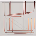 Modern Copper Chandelier With Linear Geometric Structure For Ceiling Ambiance 3d model