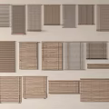 Various Wooden Window Blinds Featuring Different Slatted Designs For Home Decoration 3d model