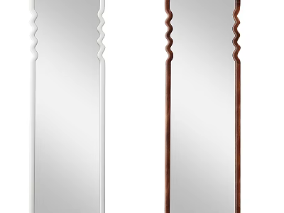 Modern Decorative Mirrors With Wavy White And Brown Wooden Frames For Home Decor 3d model