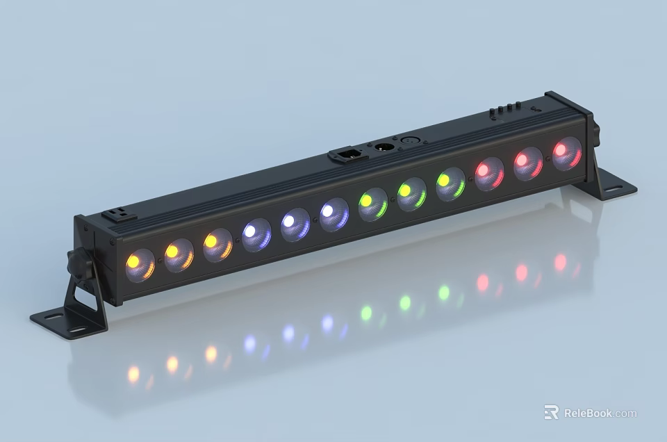 Colorful LED Decorative Light Bar With Multiple Colored Bulbs And Reflective Surface 3d model 