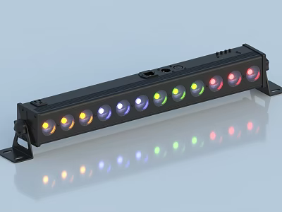 Colorful LED Decorative Light Bar With Multiple Colored Bulbs And Reflective Surface 3d model