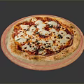 Freshly Baked Margherita Pizza with Tomato Sauce Mozzarella and Basil on Wooden Board