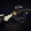 High Performance Tactical Rifle with Precision Scope Ergonomic White Grip Black Magazine and Metallic Finish 3d model