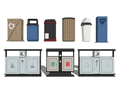 Modern trash can trash can combination 3d model