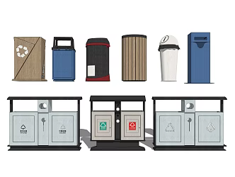 Modern trash can trash can combination 3d model