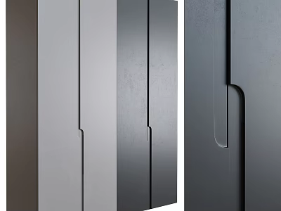 Sleek Modern Wardrobe With Matte Panel Doors And Minimalist Metal Handle Design 3d model