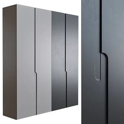 Sleek Modern Wardrobe With Matte Panel Doors And Minimalist Metal Handle Design 3d model