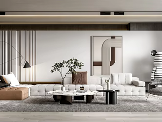 Modern Living Room Large Flat Floor Living Room 3d model