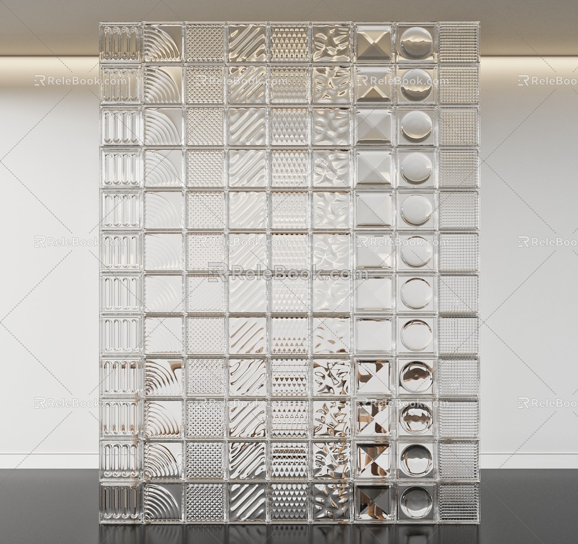 Glass brick partition 3d model