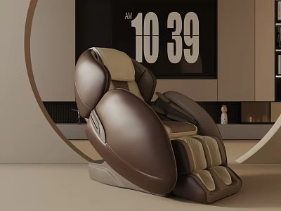 Luxurious Brown Leather Lounge Chair In Modern Interior With Digital Display And Comfortable Design 3d model