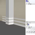 Elegant White and Beige Layered Lines in Interior Columns Wall Decor and Wooden Floors