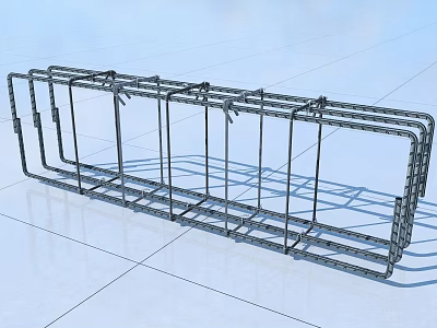 Metal Building Component Featuring Elongated Frame Structure With Metal Bars And Connection Points 3d model