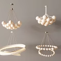 Modern White Chandeliers With Spherical And Ring Shaped Designs For Interior Decor 3d model