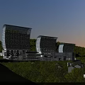 Aerial Planning of Modern Glass Facade Buildings with Green Landscape and Waterbody