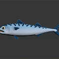 Cute Blue And White Striped Cartoon Fish With Open Mouth And Cheerful Look