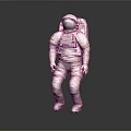 A Man In White Spacesuit Standing On Reflective Floor With Dark Background