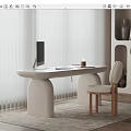 Modern Desk Chair Desk Chair Combination Study Desk Computer Desk Computer Decoration Combination Fabric Wooden Single Chair Dining Chair 3d model