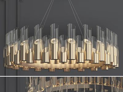 Modern Hanging Chandelier With Glass Cylindrical Tubes And Illuminated Design 3d model