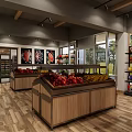 Supermarket Interior With Refrigerated Display Case Open Counter Wall Art Large Windows And Green View