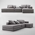 Modern Gray Multi Person Sectional Sofa With Multiple Cushions For Living Room 3d model