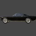 Vintage Black Muscle Car With Classic Body Design And Lit Headlights