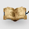 Ancient Open Book With Intricate Geometric Patterns Mystical Text And Golden Decorative Edges