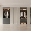 Modern Built-in Wardrobe Design With Sliding Doors Hanging Space Open Shelves And Drawers
