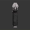 Modern Futuristic Pistol With Metallic Silver Finish Black Grip Yellow Accents And Detailed Design Elements