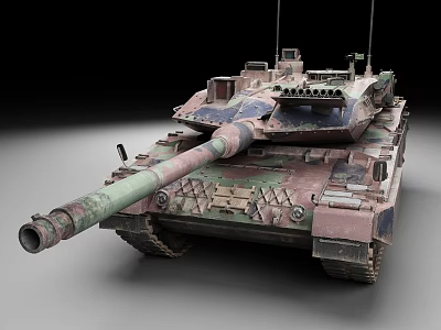 Modern Military Tank With Camouflage Paint Long Barrel And Track System 3d model