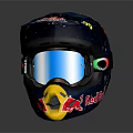 Red Bull Motocross Helmet Featuring 99 Number Sky Logo And Blue Visor Design