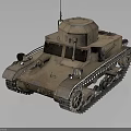 Old Fashioned Military Tank Featuring Tracks Turret Antenna Headlights And Worn Exterior