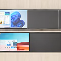 Dual Wall Mounted Screens With Black Panels And Varied Digital Displays