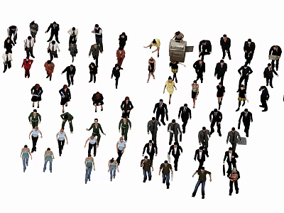 Group of Women Walking Among a Crowd of People in Public Space 3d model